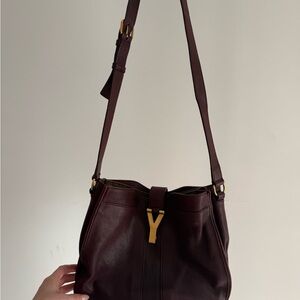 Yves‎ Saint Laurent Burgundy Leather Shoulder Bag